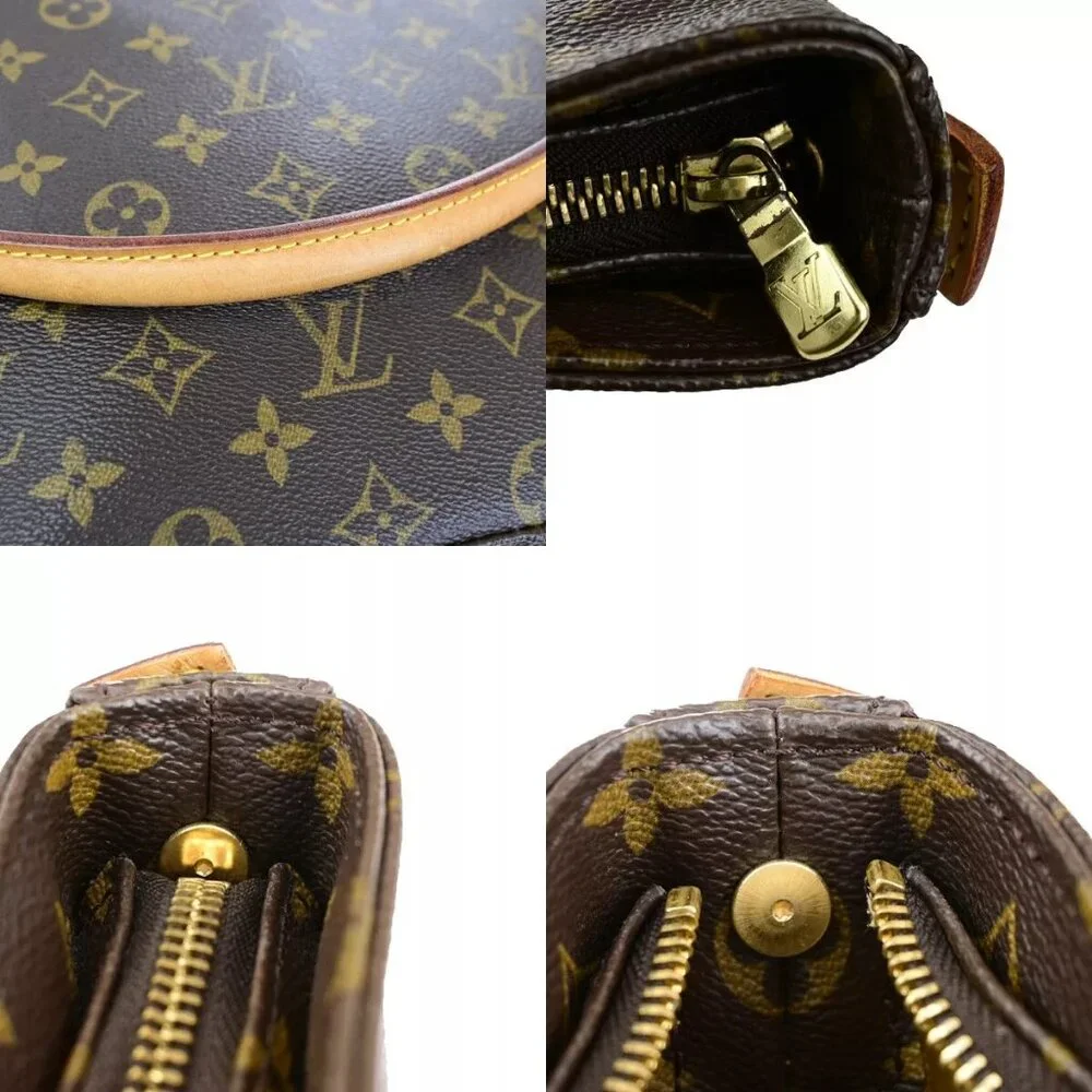 LOUIS VUITTON Logo Looping GM Shoulder Bag Monogram Leather Brown